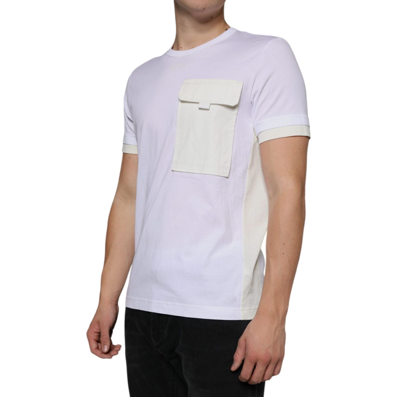 Dolce & Gabbana White Cotton Pocket Short Sleeves T-shirt