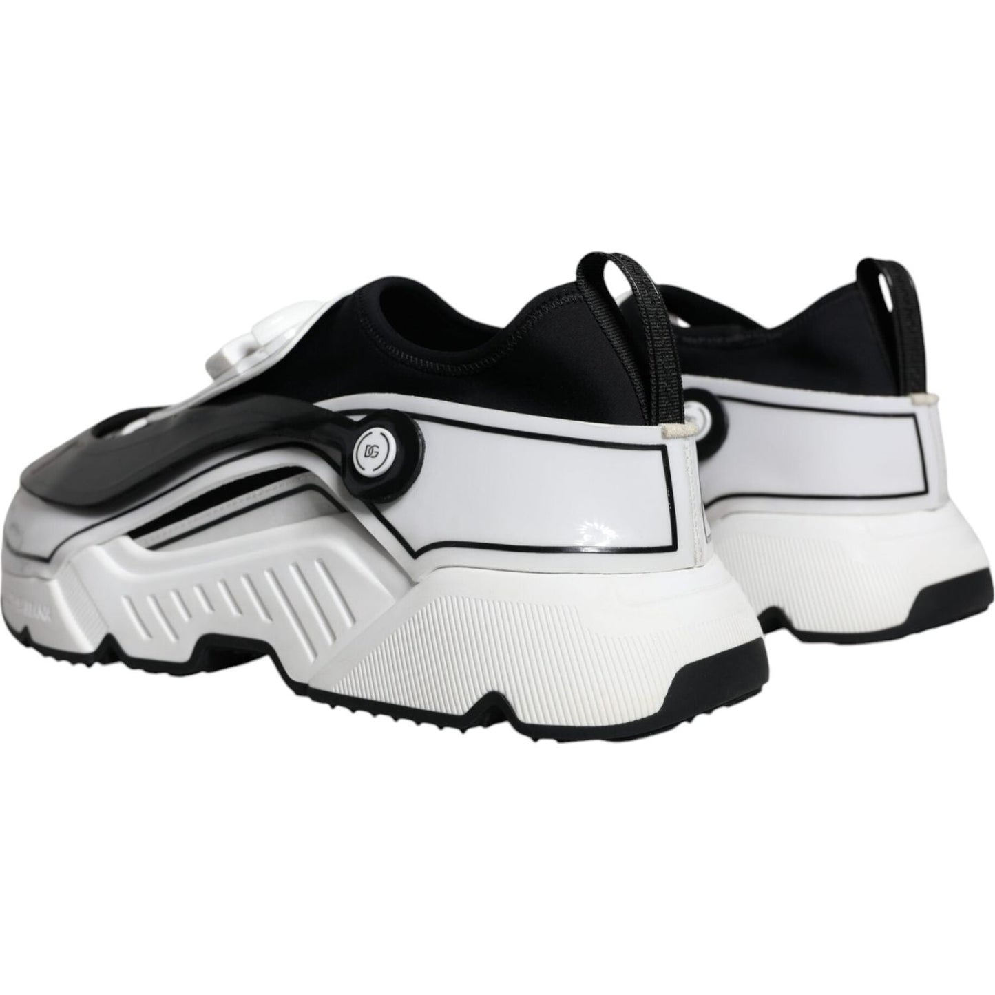 Dolce & Gabbana White Black Logo Plaque Daymaster Sneakers Shoes
