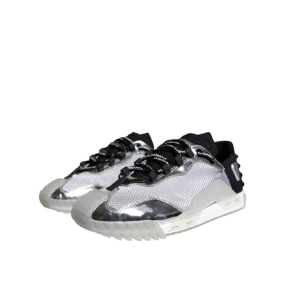Dolce & Gabbana Silver Black Nylon NS1 Low Top Sneakers Shoes