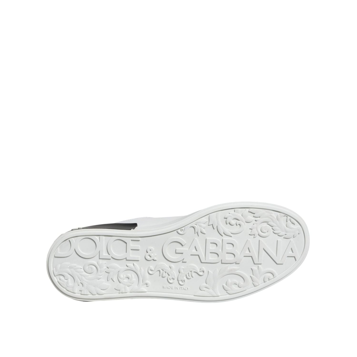 Dolce & Gabbana Black Leather Logo Portofino Sneaker Shoes