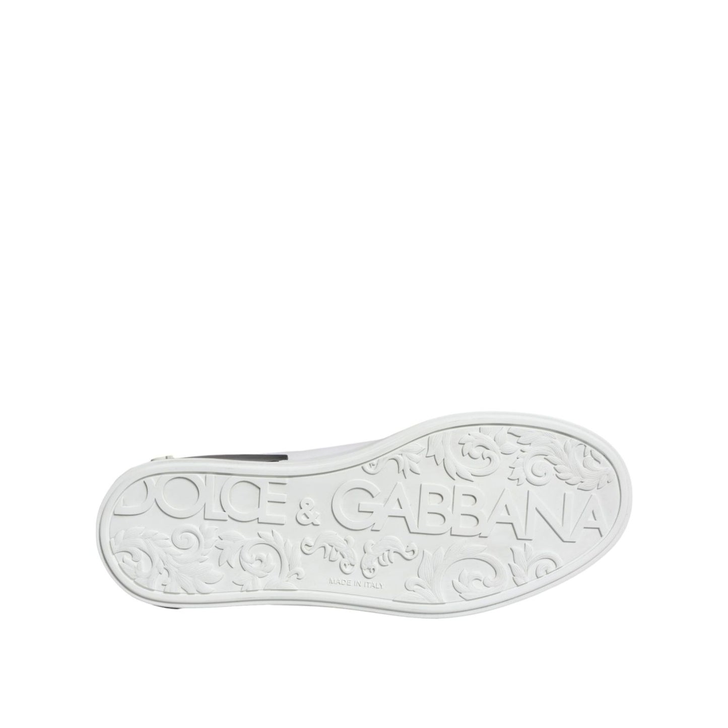 Dolce & Gabbana Black Leather Logo Portofino Sneaker Shoes