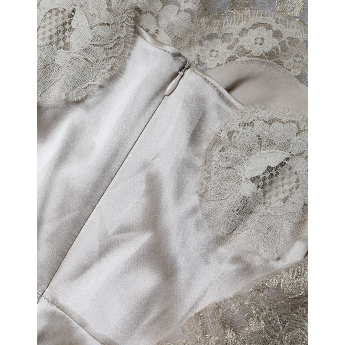 Dolce & Gabbana Gold Floral Lace A-line Sheath Mini Dress