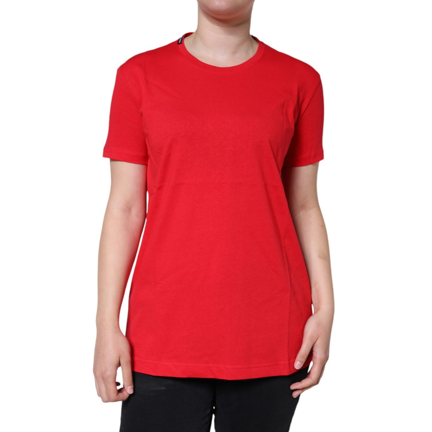 Dolce & Gabbana Red Cotton Crew Neck Short Sleeve Tee T-shirt