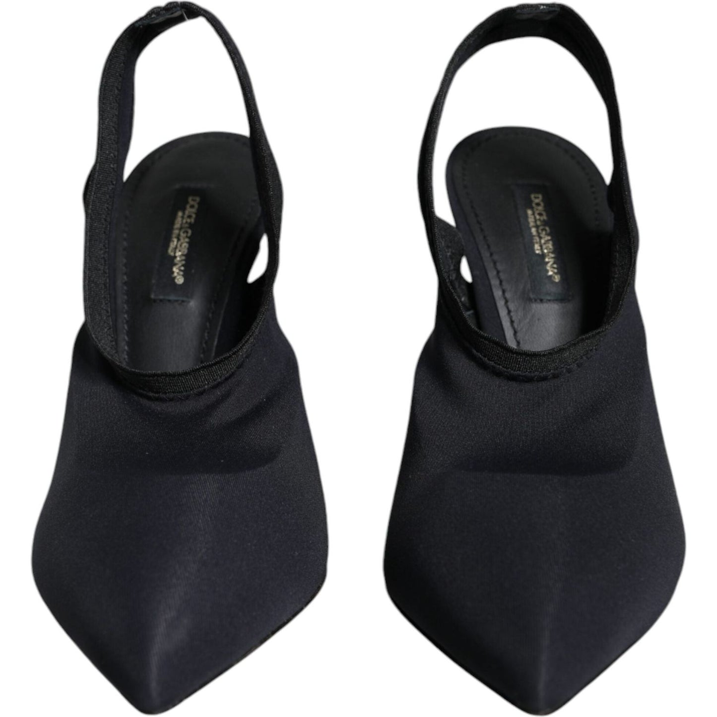 Dolce & Gabbana Black Jersey Stretch Heels Slingback Shoes