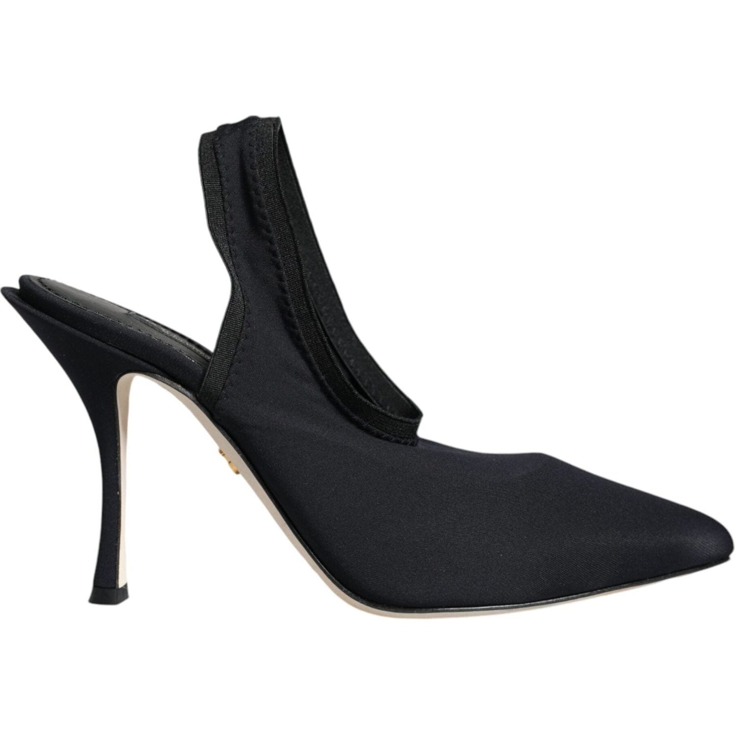 Dolce & Gabbana Black Jersey Stretch Heels Slingback Shoes