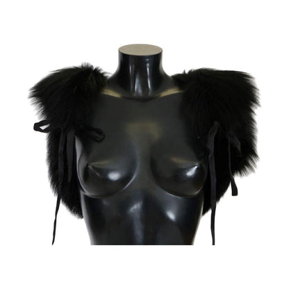 Dolce & Gabbana Black Silver Fox Fur Scarf Fur Scarves