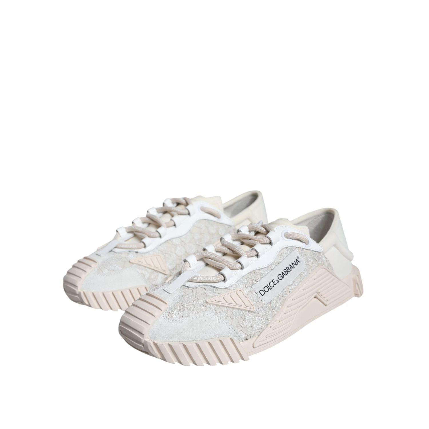 Dolce & Gabbana White Lace NS1 Low Top Sneaker Sports Shoes