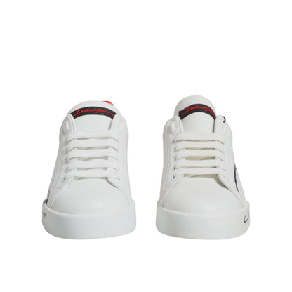 Dolce & Gabbana White Red Portofino Low Top Sneakers Shoes