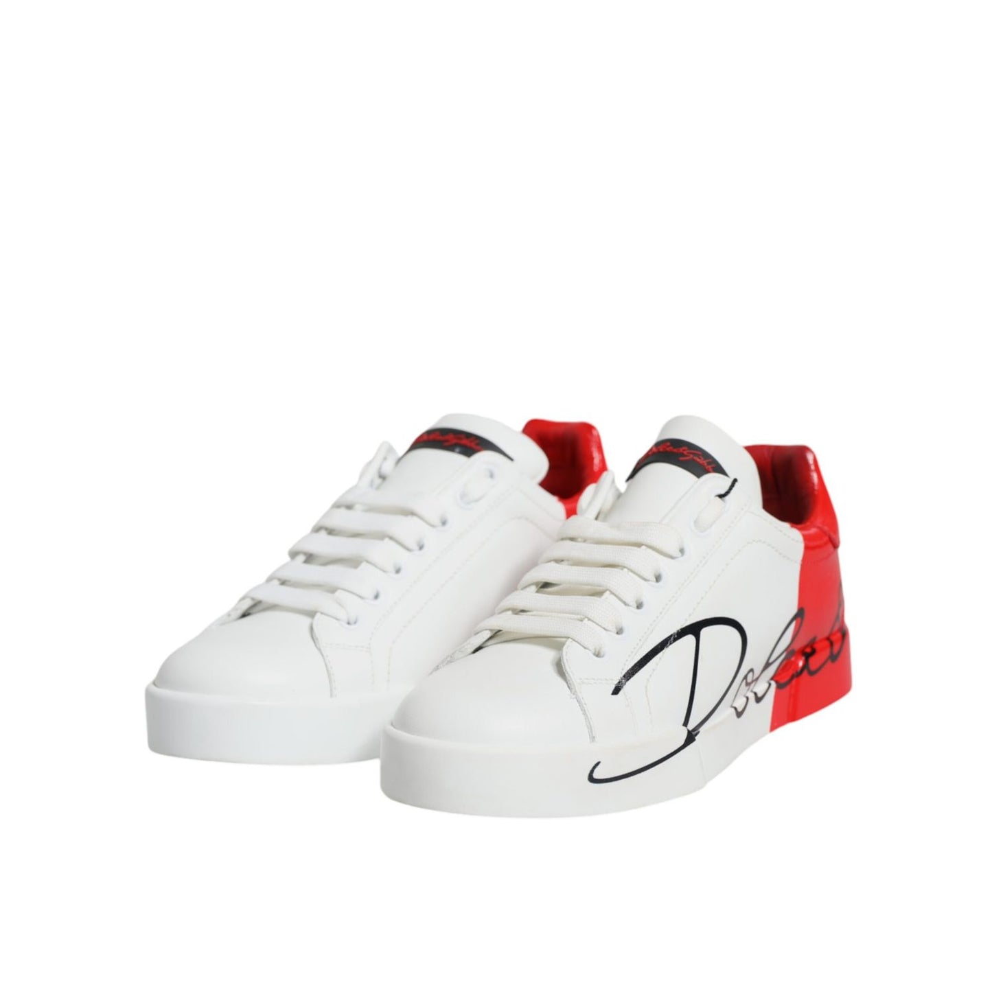 Dolce & Gabbana White Red Portofino Low Top Sneakers Shoes