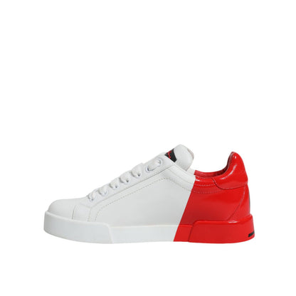 Dolce & Gabbana White Red Portofino Low Top Sneakers Shoes