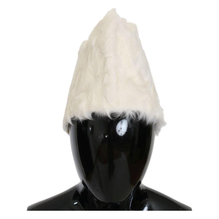 Dolce & Gabbana White Xiangao Lamb Fur Beanie Beanie Hat