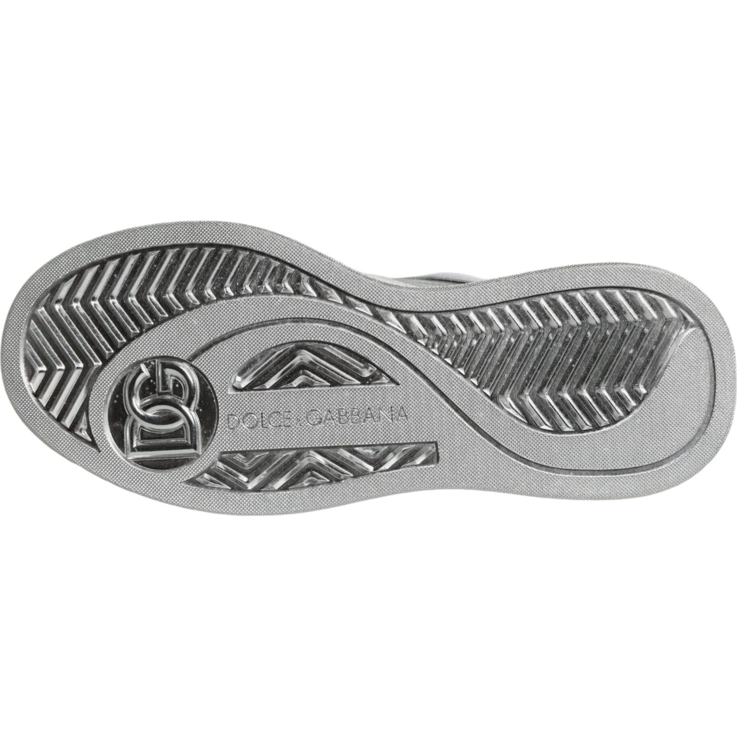 Dolce & Gabbana White Silver Leather Low Top Sneakers Shoes