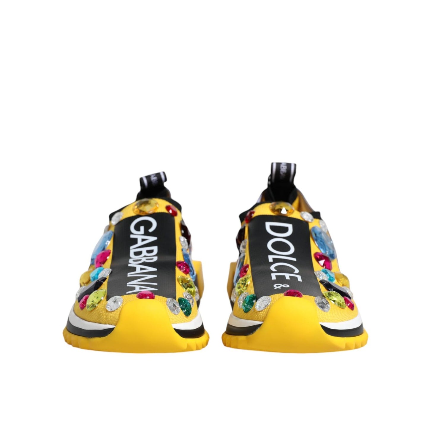 Dolce & Gabbana Yellow Sorrento Crystals Low Top Sneakers Shoes