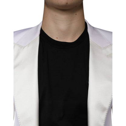 Dolce & Gabbana Off White Wool Single Breasted Dress Blazer