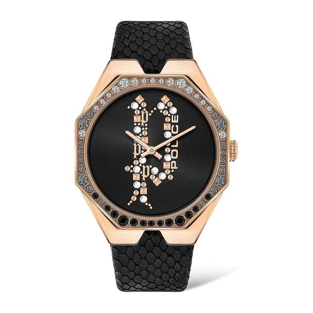 Police Black Leather Dress Watch