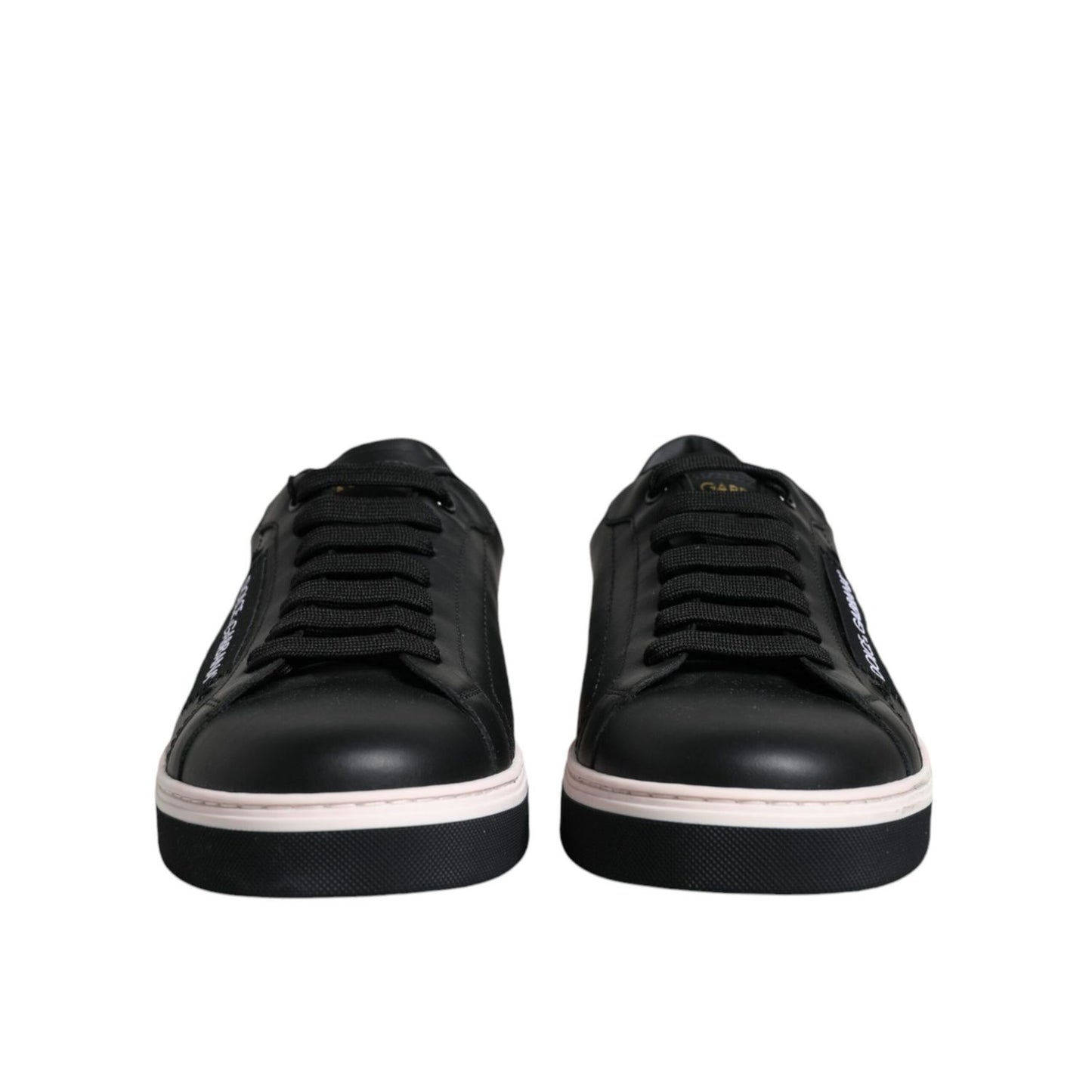 Dolce & Gabbana Black Leather Low Top Men Sneakers Shoes