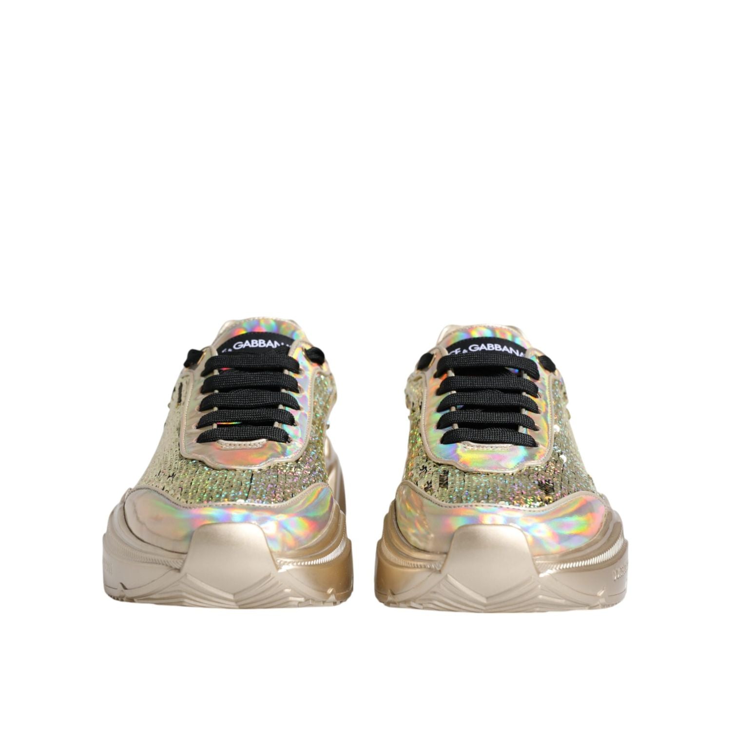 Dolce & Gabbana Gold Sequin Iridiscent Daymaster Sneakers Shoes