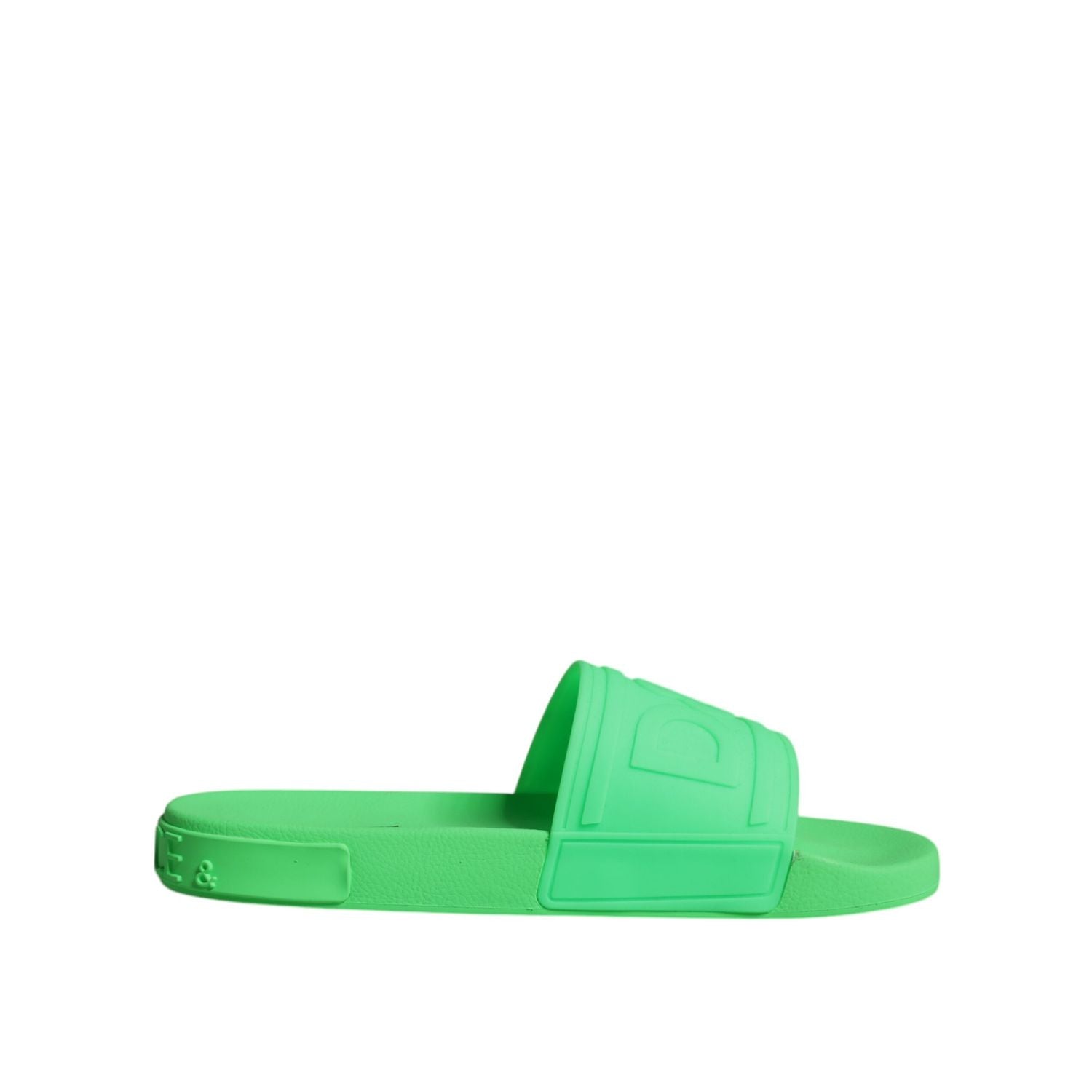 Dolce & Gabbana Green Leather Slides Sandals Beachwear Shoes