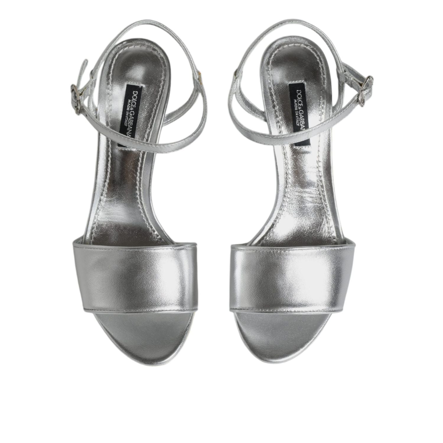 Dolce & Gabbana Silver KEIRA Heels Ankle Strap Sandals Shoes