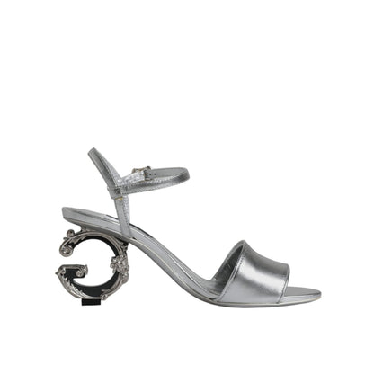 Dolce & Gabbana Silver KEIRA Heels Ankle Strap Sandals Shoes