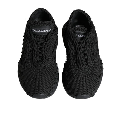 Dolce & Gabbana Black Knitted Daymaster Sneakers Shoes