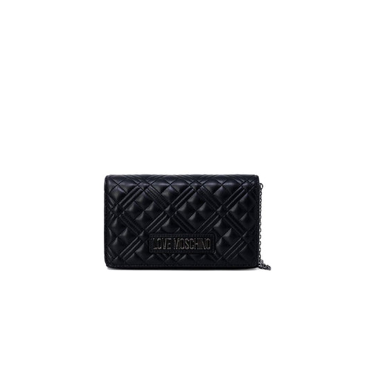 Love Moschino Bicolor Polyethylene Handbag with quilted design and golden chain for versatile wear.