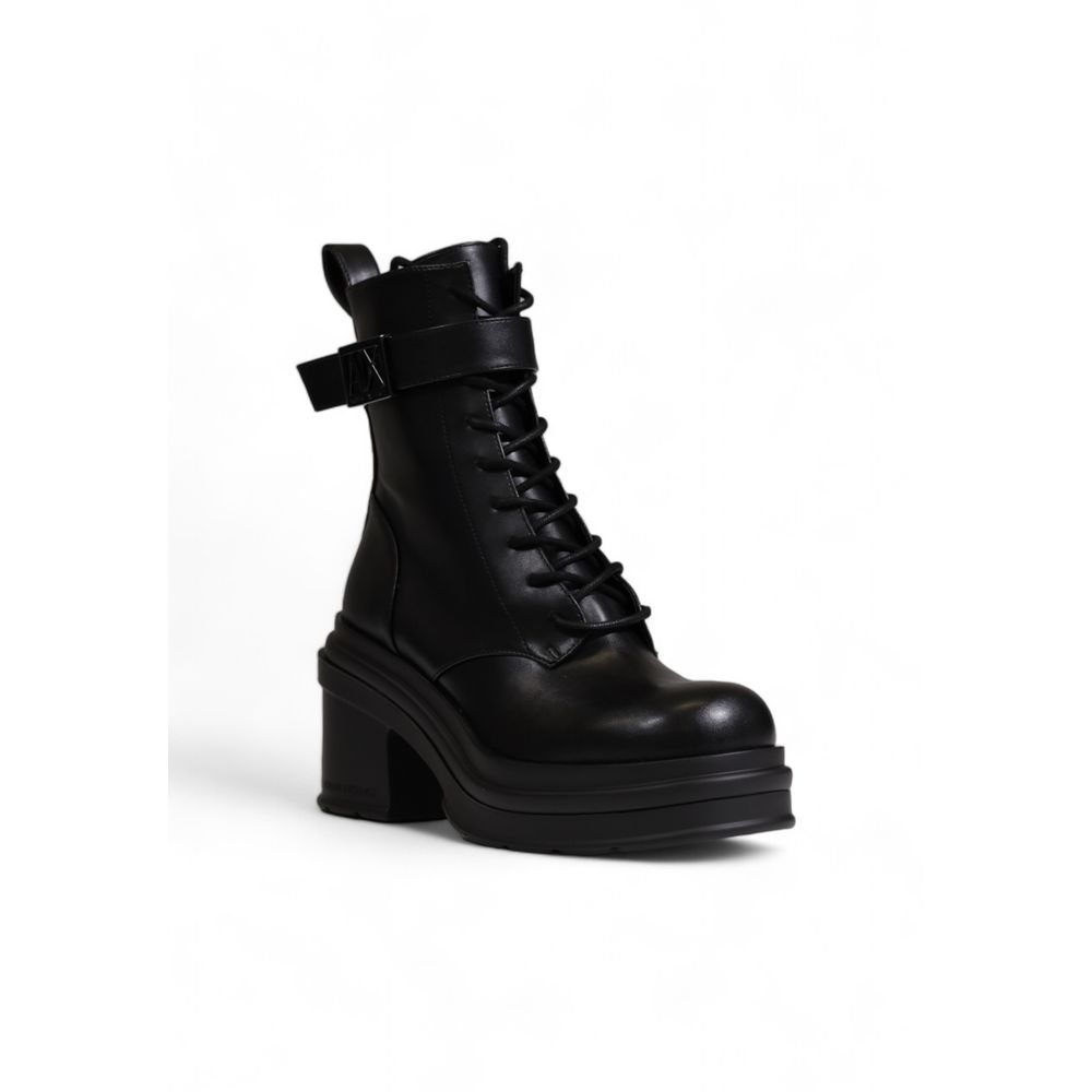 Armani Exchange Black Polyester Lace-Up Boots