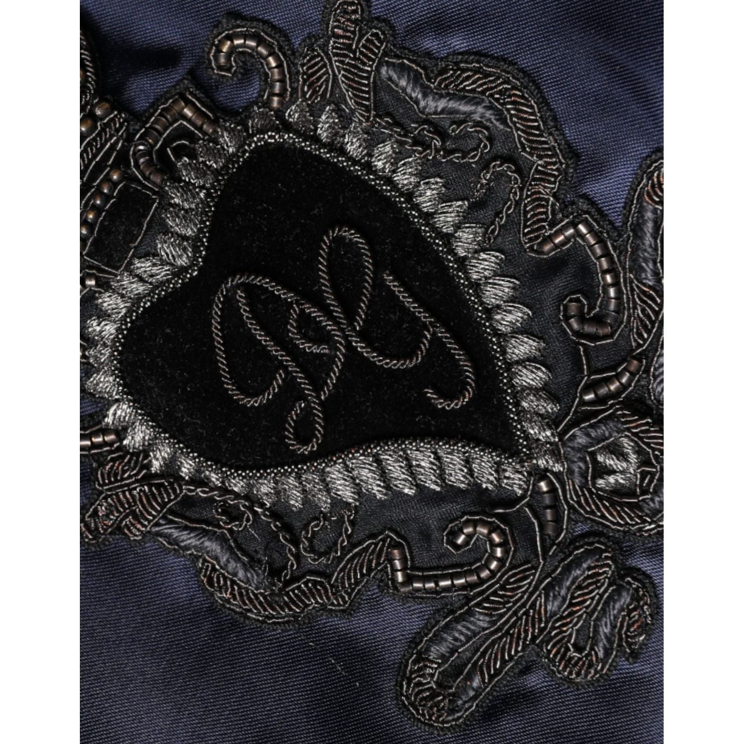 Dolce & Gabbana Blue Crown Heart Full Zip Men Bomber Jacket