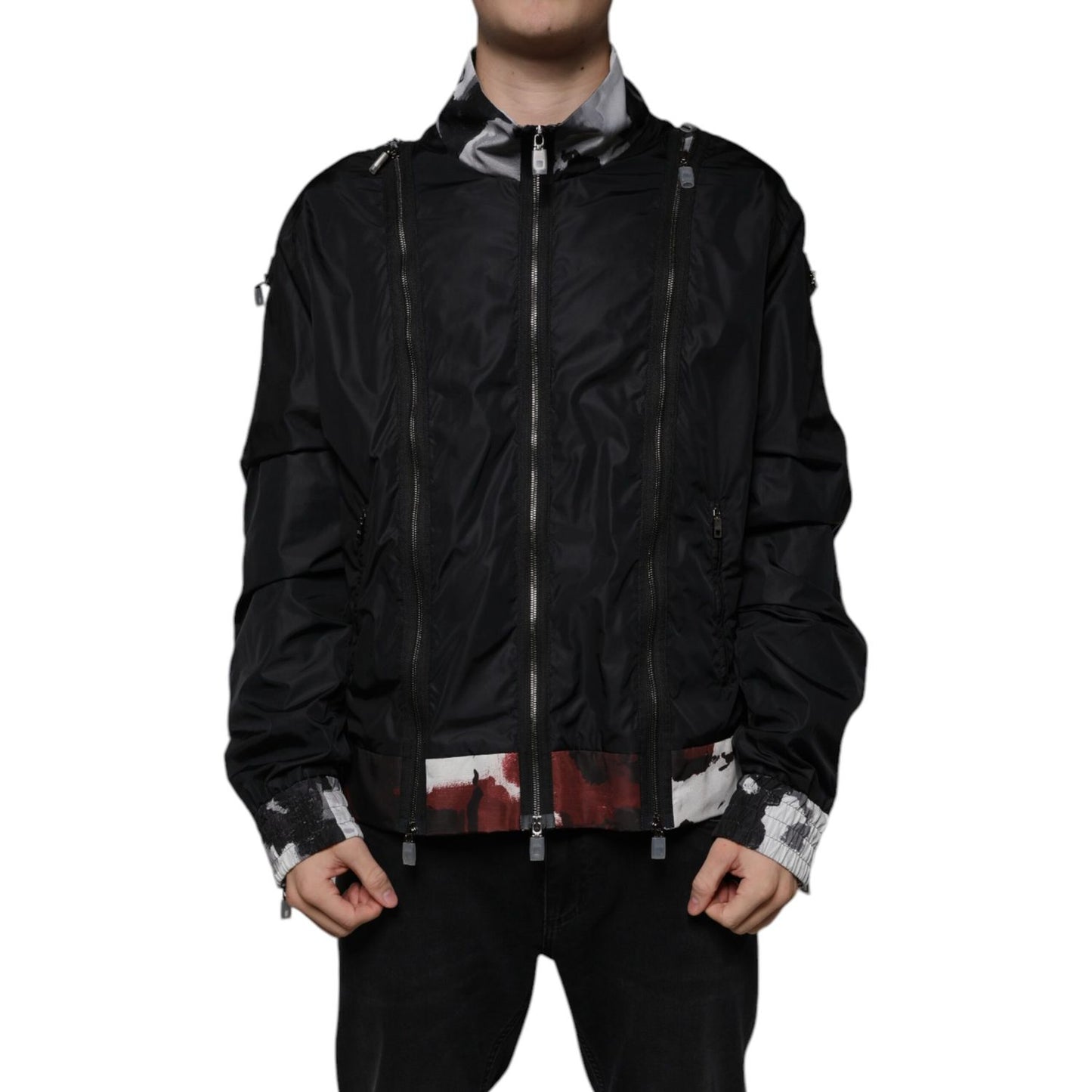 Dolce & Gabbana Black Nylon Full Zip Men Bomber Jacket