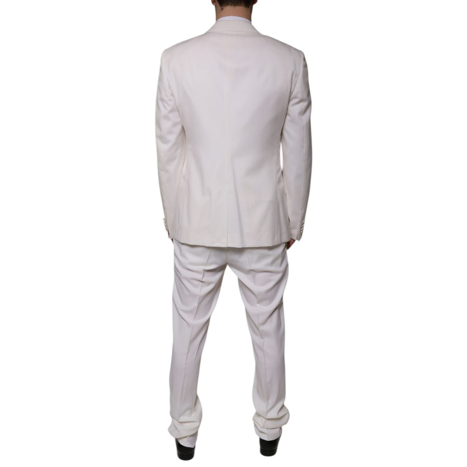 Dolce & Gabbana White Wool Silk 3 Piece SlimFit Formal Suit