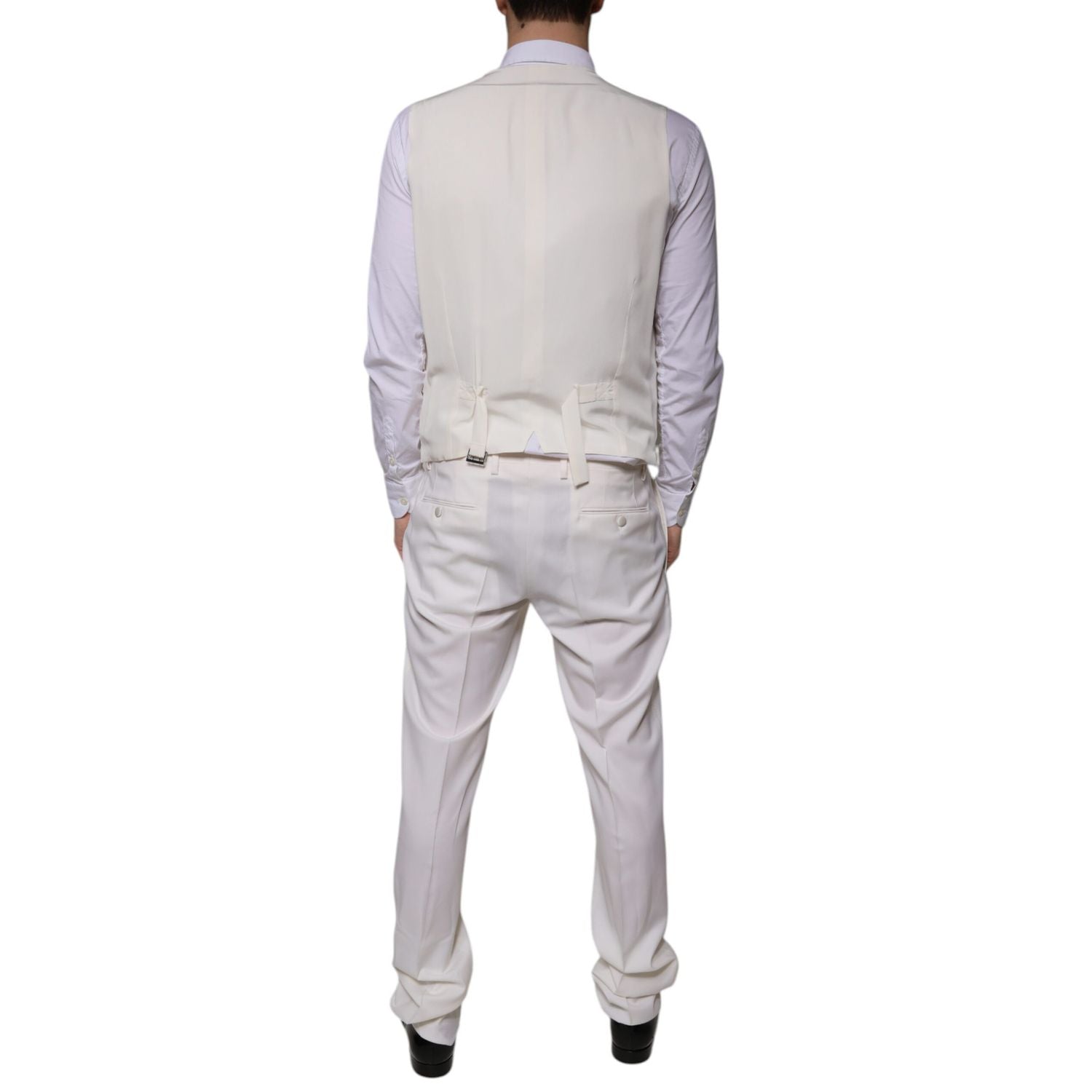 Dolce & Gabbana White Wool Silk 3 Piece SlimFit Formal Suit