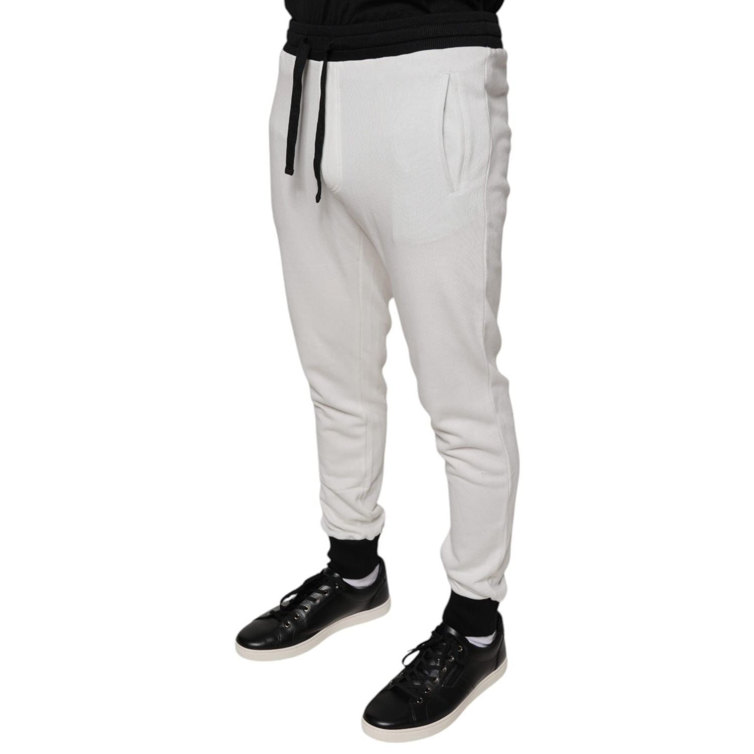 Dolce & Gabbana White Cotton Slim Men Jogger Sweatpants Pants
