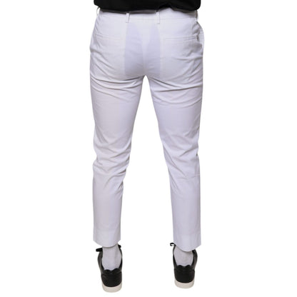 Dolce & Gabbana White Cotton Skinny Dress Pants