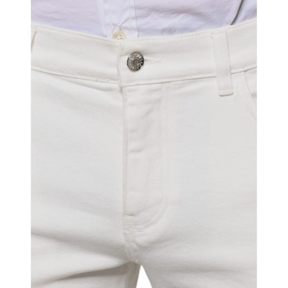 Dolce & Gabbana White Cotton Skinny Slim Men Denim Jeans