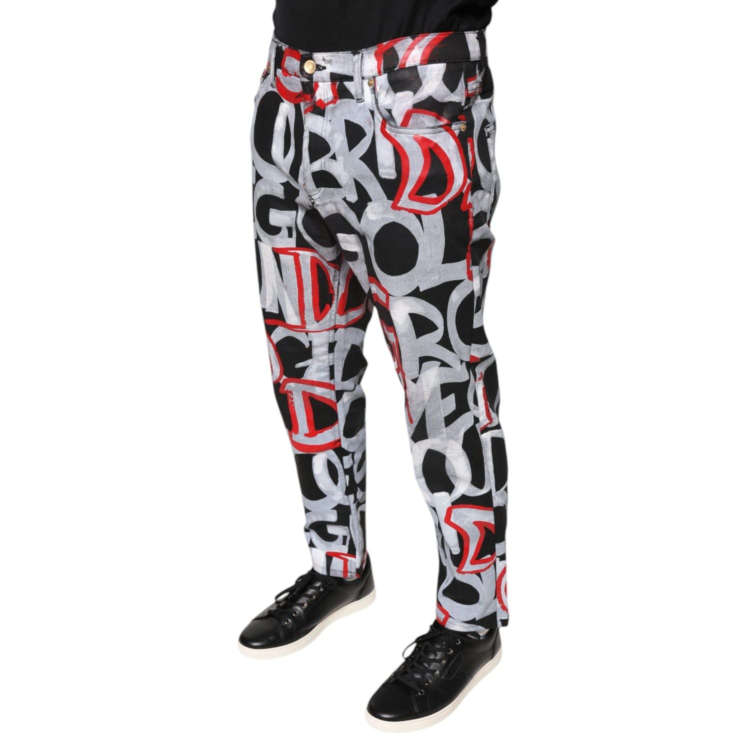 Dolce & Gabbana Multicolor Cotton Monogram Skinny Denim Jeans