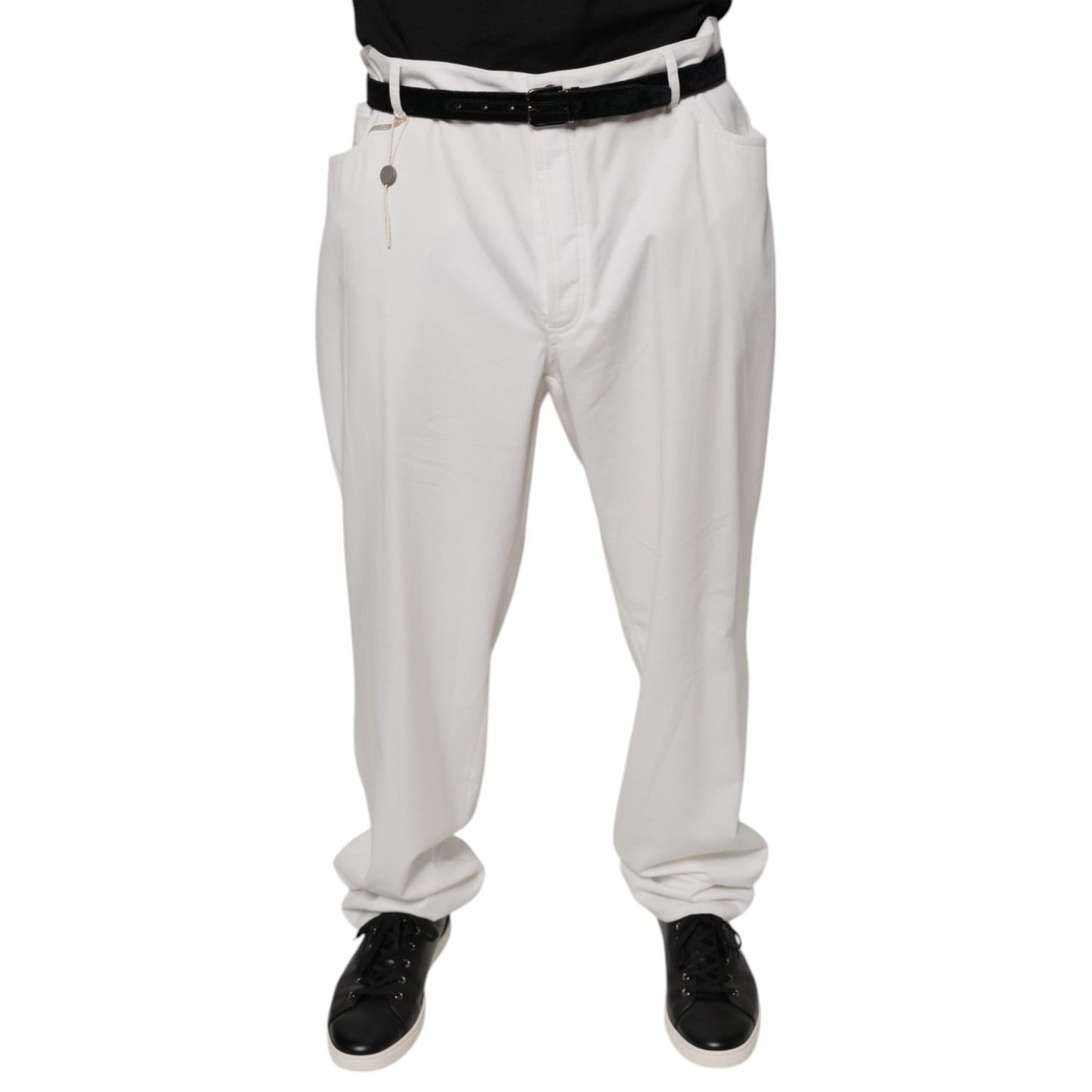 Brunello Cucinelli White Cotton Men Dress Tapered Pants