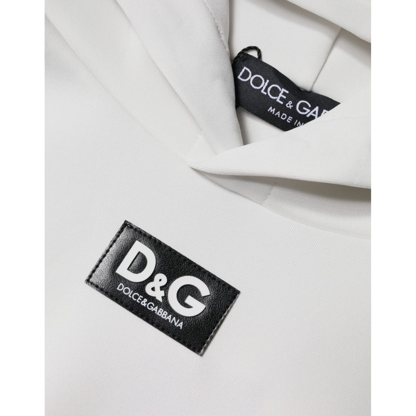 Dolce & Gabbana White D&G Logo Hooded Men Sweatshirt Sweater
