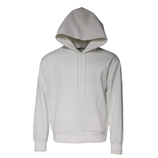 Dolce & Gabbana White DG Logo Hooded Men Sweatshirt Sweater