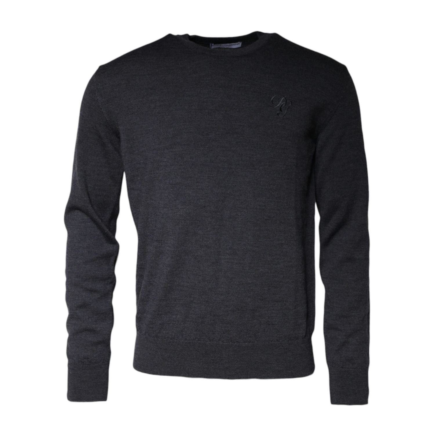 Dolce & Gabbana Dark Gray Wool Crew Neck Pullover Sweater
