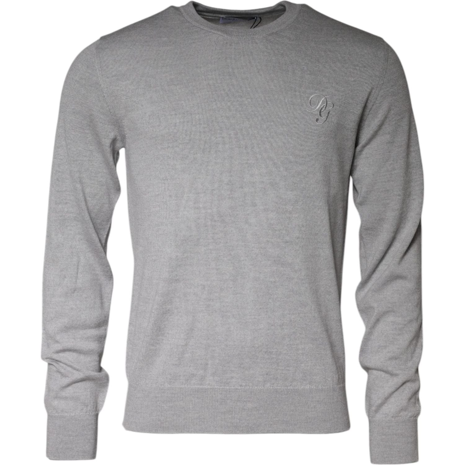 Dolce & Gabbana Light Gray Wool Crew Neck Pullover Sweater