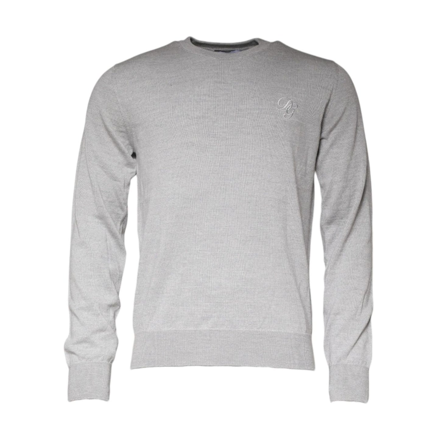 Dolce & Gabbana Light Gray Wool Crew Neck Pullover Sweater