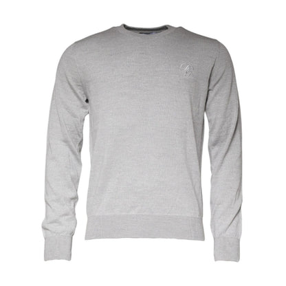 Dolce & Gabbana Light Gray Wool Crew Neck Pullover Sweater