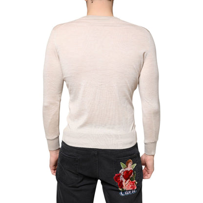 Dolce & Gabbana Beige Cashmere Button Down Cardigan Sweater