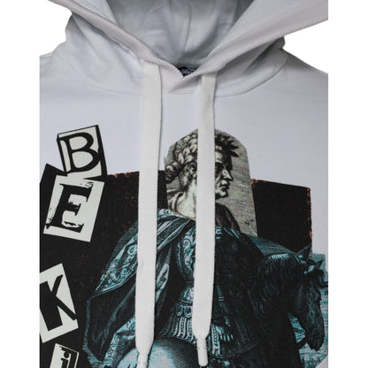 Dolce & Gabbana White Caesar Cotton Hooded Pullover Sweater