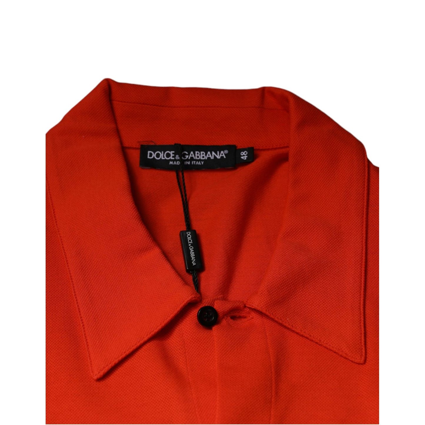 Dolce & Gabbana Orange Cotton Button Down Casual Polo Shirt