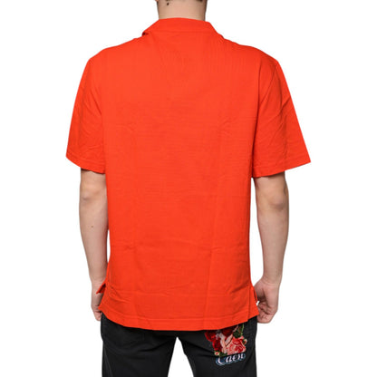 Dolce & Gabbana Orange Cotton Button Down Casual Polo Shirt