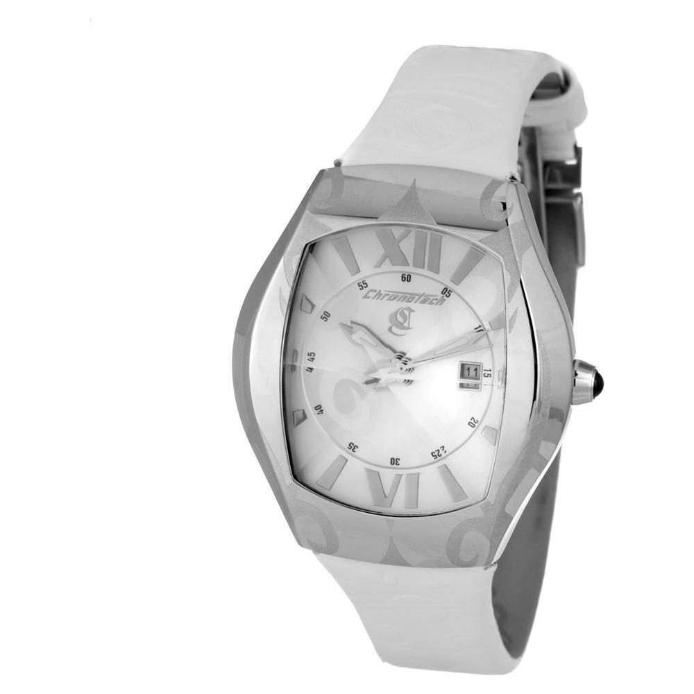 Chronotech White Leather Dress Watch