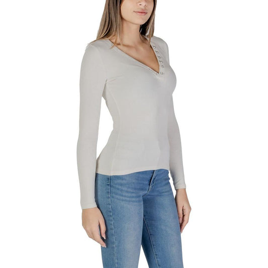 Guess Cream Viscose Tops & T-Shirt Guess Gray