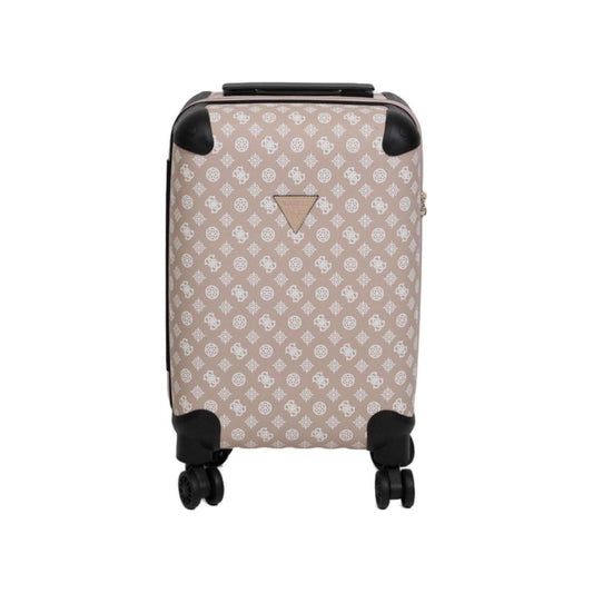 Guess pink polyethylene women's suitcase, spring/summer collection, 100% PU, 32x46x22 cm with wheels for travel.
