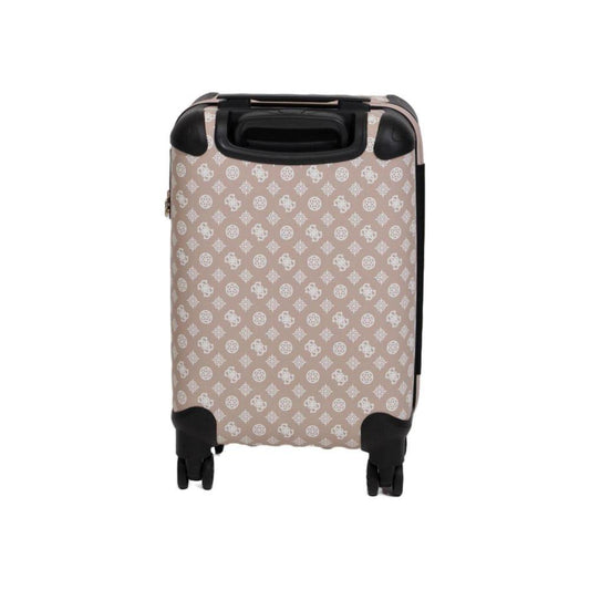 Guess pink polyethylene luggage with patterns, spring/summer women's suitcase, dimensions: 32x46x22 cm